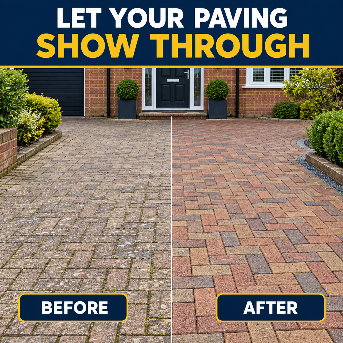 Paintmaster Clear Oil Based Block Paving Sealer: before after