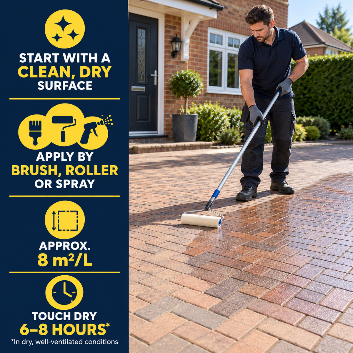 Paintmaster Clear Oil Based Block Paving Sealer: application specifications