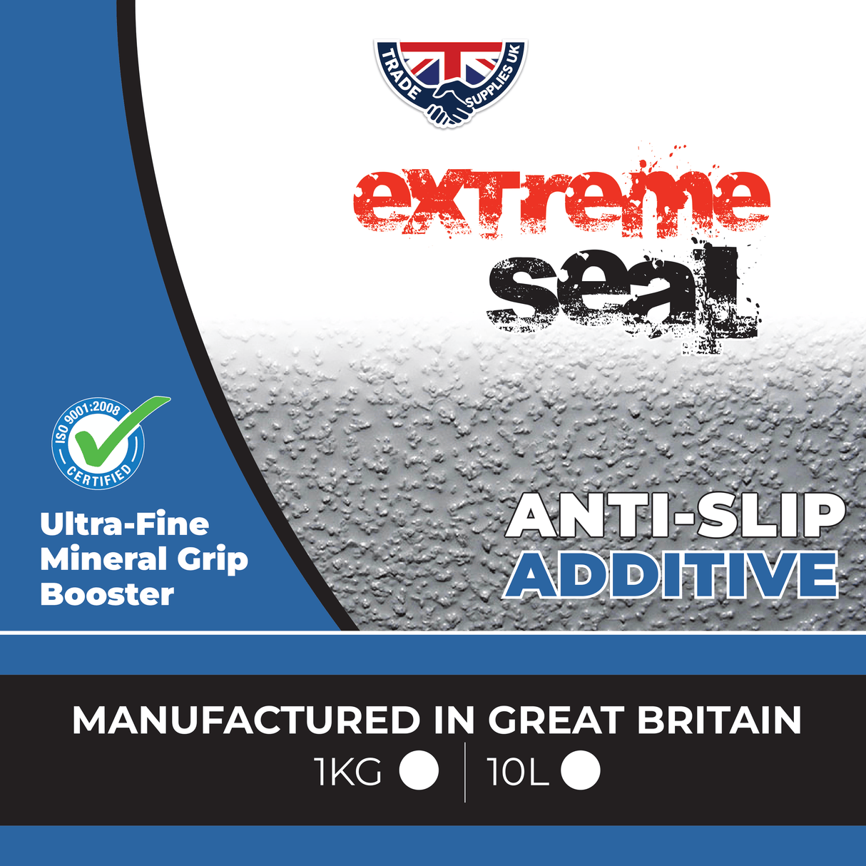 Advertisement for extreme seal anti-slip additive with branding and product details.