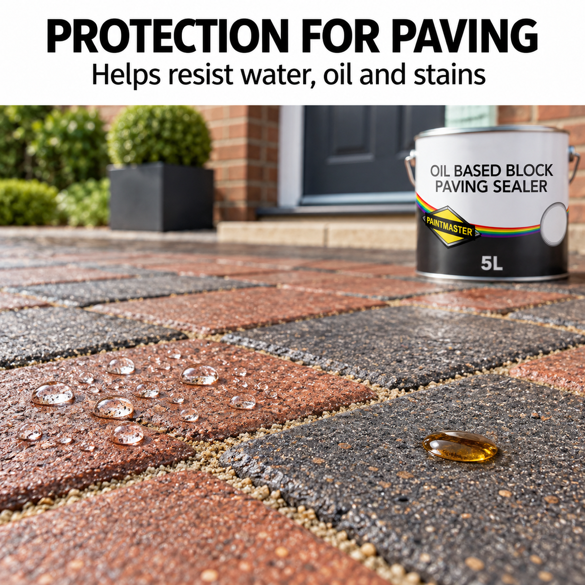 Clear block paving sealer helps resist water, oil and staining