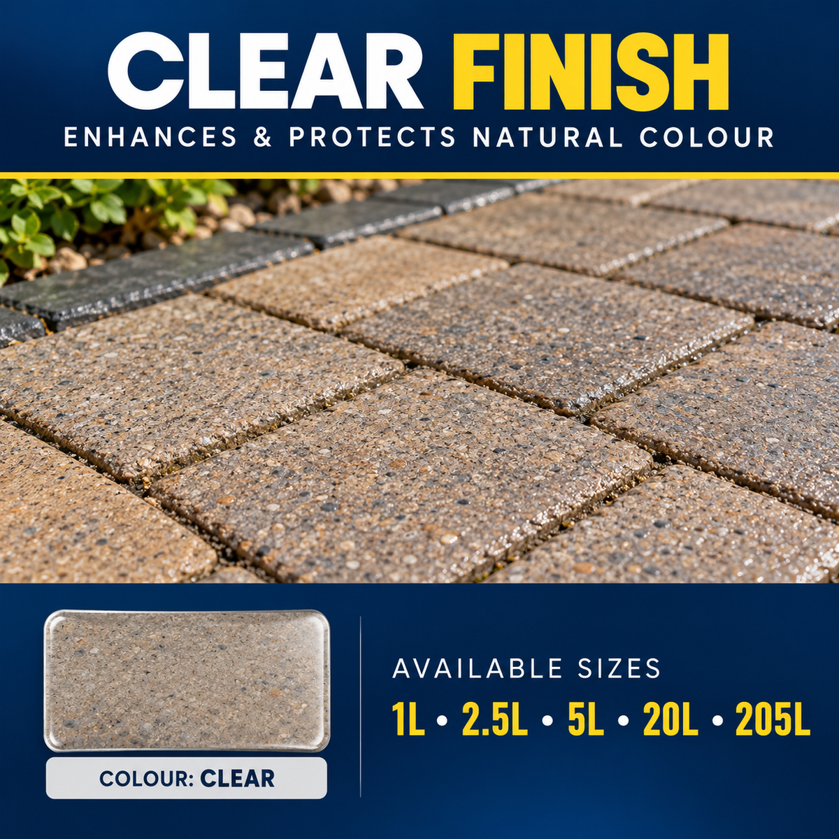 Paintmaster Clear Oil Based Block Paving Sealer: clear finish and sizes