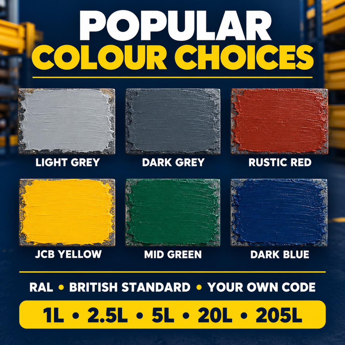 Paintmaster Pallet & Scaffold ID Paint: colour and sizes