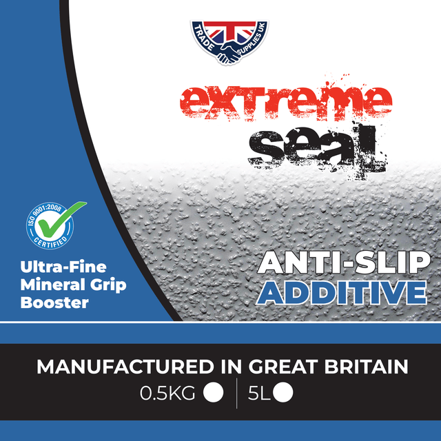 Advertisement for 'extreme seal' anti-slip additive with branding and product details.