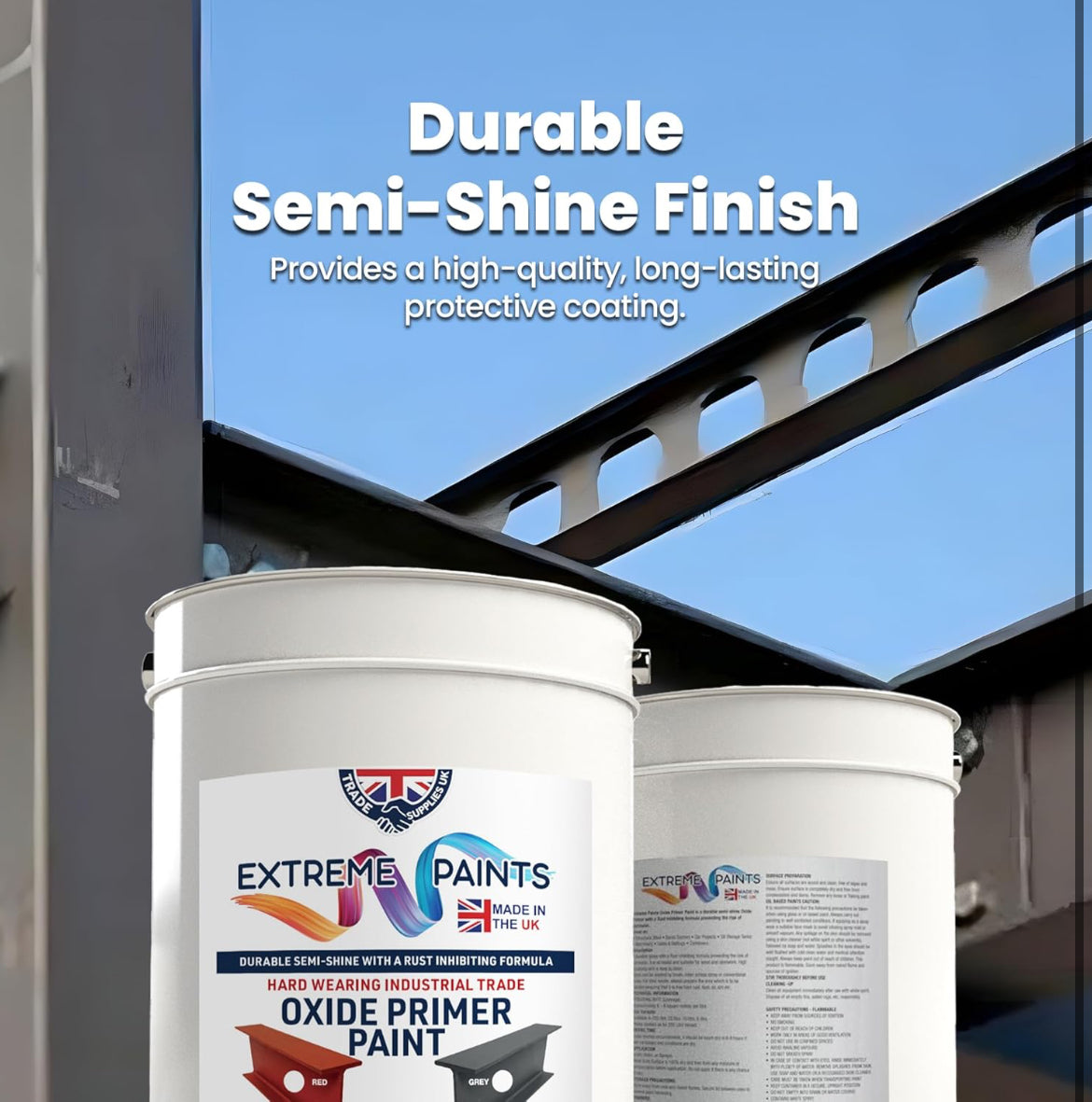 Extreme Paints Oxide Primer – Stop Rust On Metal & Wood | Heavy-Duty Grey Primer For Steel, Machinery, Gates (5L Can)