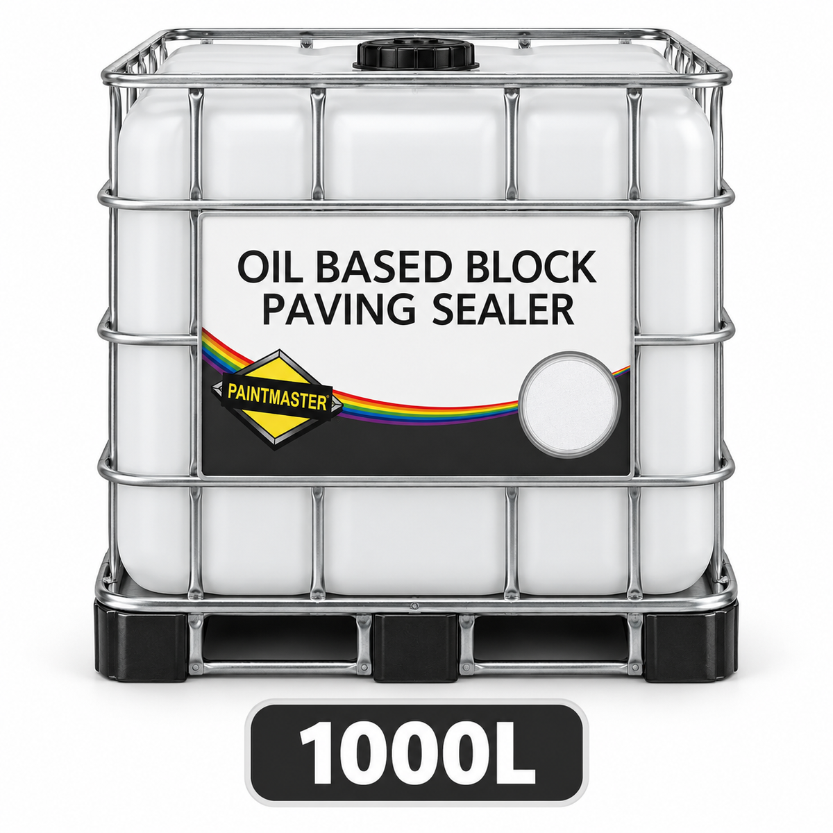 Paintmaster clear oil based block paving sealer 1000L illustrative IBC mockup